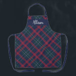 Navy Green Red Tartan Karierter Personalisierter U Schürze<br><div class="desc">In der saisonalen Schürze finden Sie ein klassisches marineblau, jägergrün, rot und weiß schottisches Tartan kariertes Muster mit weißem Text, das mit einem Vornamen personalisiert werden kann. Ob Sie nun Weihnachts-Dinner kochen, Ferienkekse backen oder Geschirr machen, in dieser Ferienzeit werden Sie stilvoll aussehen!</div>