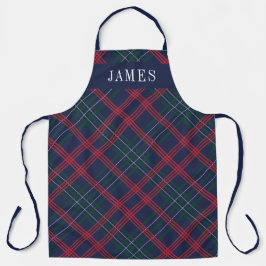 Navy Green Red Tartan Karierter Personalisierter U Schürze
