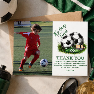 Navy Green Soccer Kids Watercolor Foto Dankeskarte