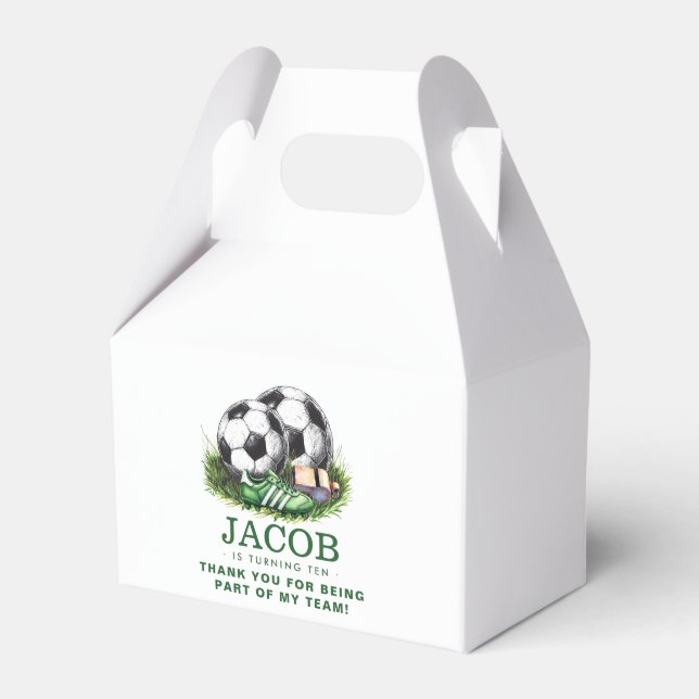 Navy grüne Fußball Kinder Wasserfarbe Geschenkschachtel (Vorderseite)