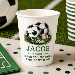 Navy grüne Fußball Kinder Wasserfarbe Pappbecher