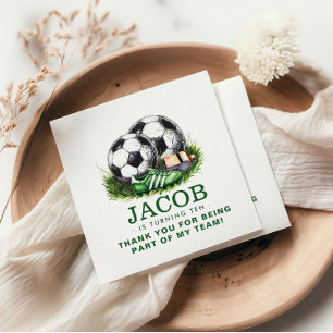 Navy grüne Fußball Kinder Wasserfarbe Serviette