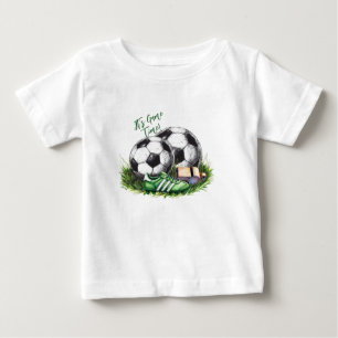 Navy-grüne Fußball-Kinder-Wasserfarbfoto Baby T-shirt
