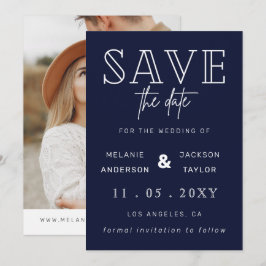 Navy Handgeschriebenes Kalligrafie-Foto Save the D Save The Date
