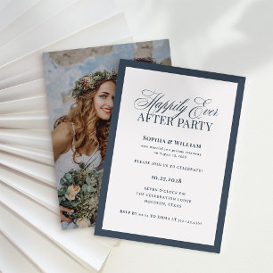 Navy Happily Ever After Party, Flitterwochen-Empfa Einladung