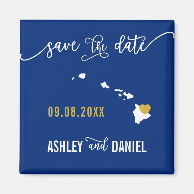 Navy Hawaii Hochzeit Speichern Sie die Datumskarte Magnet (Vorne)