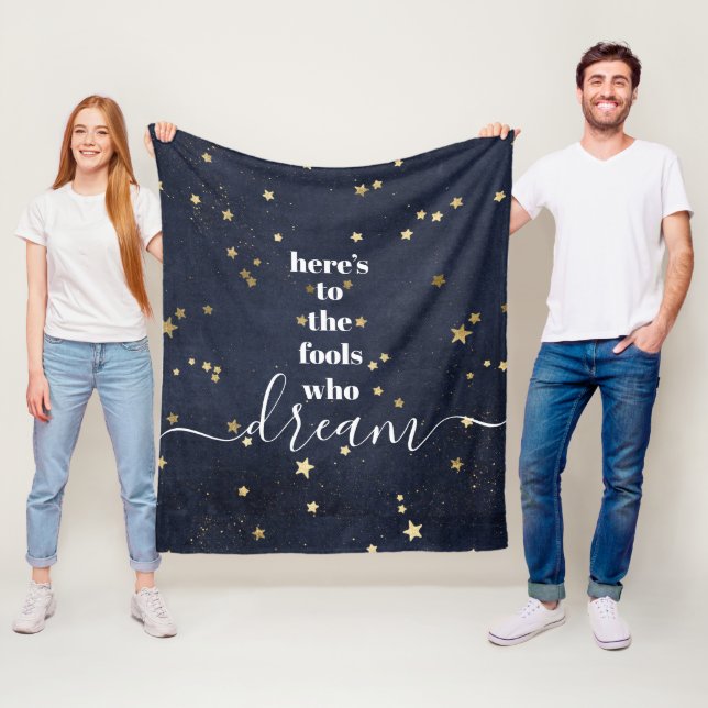 Navy Hier ist zu Narren, die Gold Stars Moderne tr Fleecedecke (Beispiel)