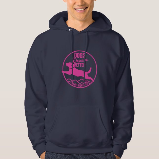 Navy Hoodie Bright Pink Front Logo (Vorderseite)
