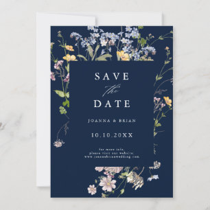 Navy Hübsche Frühlingswiesen-Garten Wildblumen Save The Date