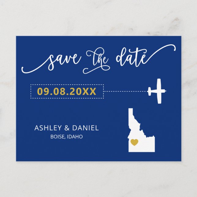 Navy Idaho Hochzeit Speichern Sie die Datumskarte  Postkarte (Vorderseite)
