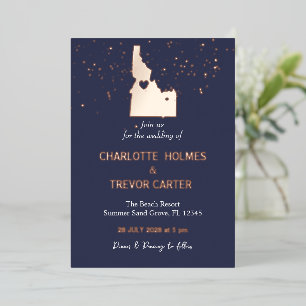 Navy Idaho Staat Map Wedding Gold Folieneinladung