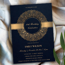NAVY IMITATS GOLD MANDALA JEDES JAHR 50. GEBURTSTA EINLADUNG