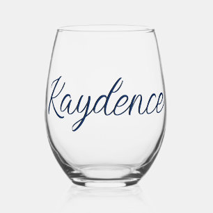 Navy Indigo 3D Handgeschriebener Elegantenname Weinglas Ohne Stiel