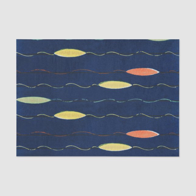 NAVY JAPANESE WOODBLOCK PATTERN TISSUPAPIER SEIDENPAPIER (Vorderseite)