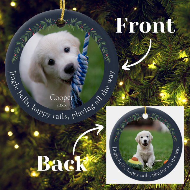 Navy Jingle Bells Pet Dog Weihnachten Keramik Ornament (Von Creator hochgeladen)