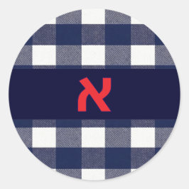 Navy kariert Upsherin Aufkleber