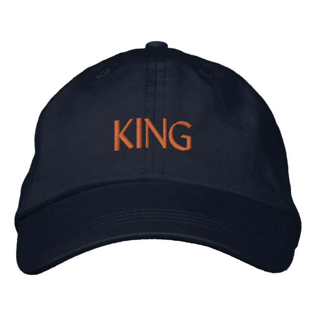 Navy KING Text Handsome Perfect-Hat for Style Wear Bestickte Baseballkappe (Vorderseite)