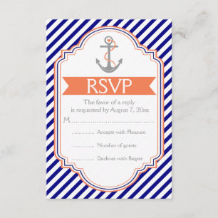 Navy, Korallenanker nautische Hochzeit RSVP