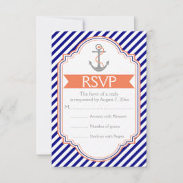Navy, Korallenanker nautische Hochzeit RSVP