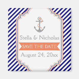 Navy, Korallenhochzeit Sichern Sie das Datum Magnet