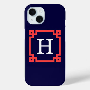 Navy, Korallenrotes Griechisches Schlüsselrahmen-M Case-Mate iPhone Hülle
