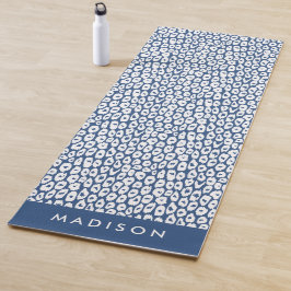 Navy Leopard Print Personalisiert Yogamatte