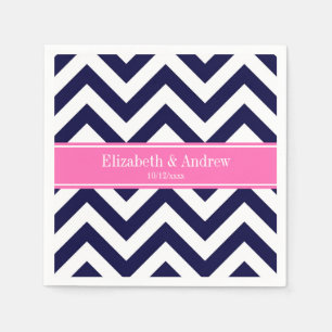 Navy LG Zickzack HotPink2 Quarzfolienname Monogram Serviette