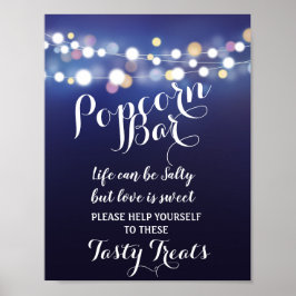Navy Lichtenfolge Popcorn Bar Hochzeitszeichen Poster
