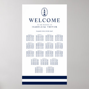 Navy Lighthouse Nautic   17 Tabelle Seating Chart Poster