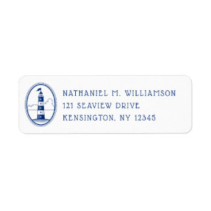Navy Lighthouse Nautical Return Address Label
