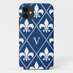 Navy Lilie mit Monogramm Case-Mate iPhone Hülle