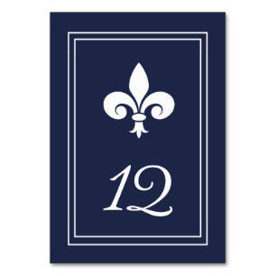 Navy Lilie Tischnummer Card
