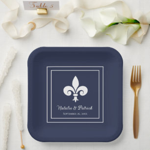Navy Lilie Wedding Paper Tellers Pappteller