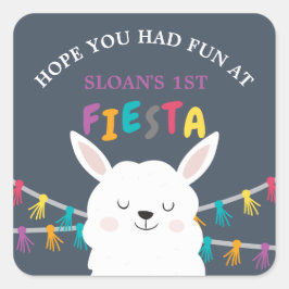 Navy Llama Fun Fiesta Geburtstag Vielen Dank Quadratischer Aufkleber