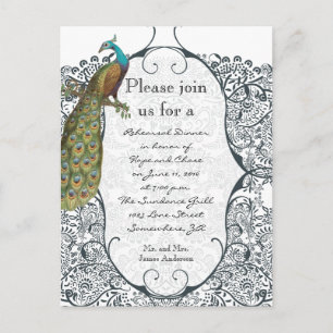 Navy Love Bird Damask Probe Einladung