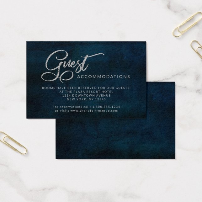 Navy Luster Blue Guest Accommodation Insert Card (Büro)