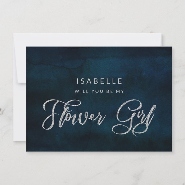 Navy Luster Blue Sei unsere Flower Girl Vorschlag  (Vorderseite)