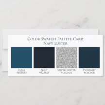 Navy Luster Blue Wedding Color Palette Card