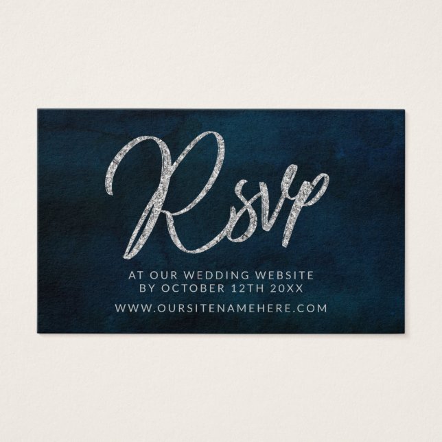 Navy Luster Blue Wedding Website UAWG Insert Cards (Vorderseite)