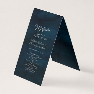 Navy Luster Silver Blue Hochzeitsprogramm