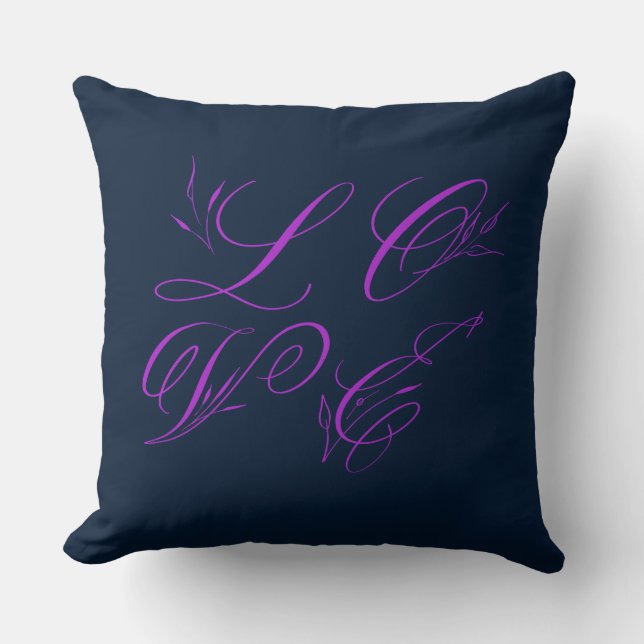 Navy + Magenta LIEBE Pillow Kissen (Vorderseite)