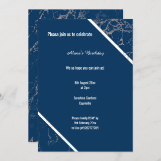 NAVY MARBLE SPLIT GANZ AM GEBURTSTAG EINLADUNG