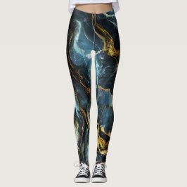 Navy marble with golden details leggings