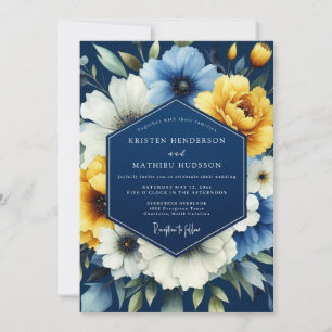 Navy-Marigold-Lichtvolle Hochzeit Einladung