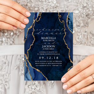 Navy-Marmor- und Gold-Achat-Abendprobe Einladung