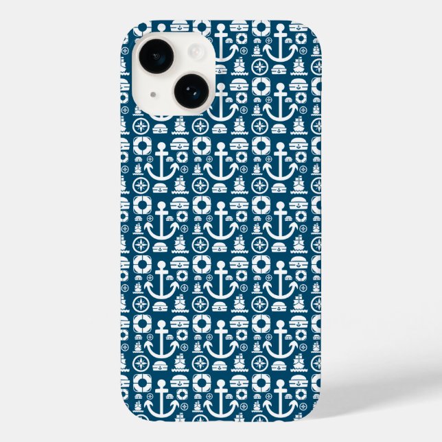 Navy-Matrose Element Meer Muster Case-Mate iPhone  14 Hülle (Rückseite)