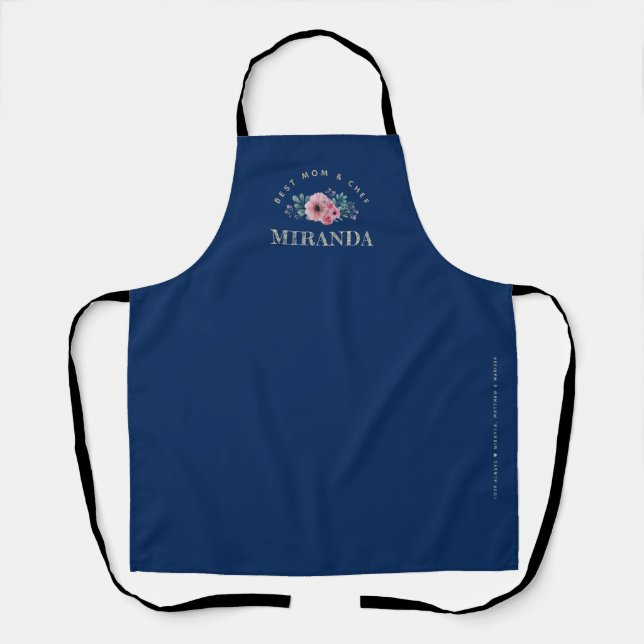Navy Minimalistisch Best Mama & Koch Personalisier Schürze (Vorderseite)