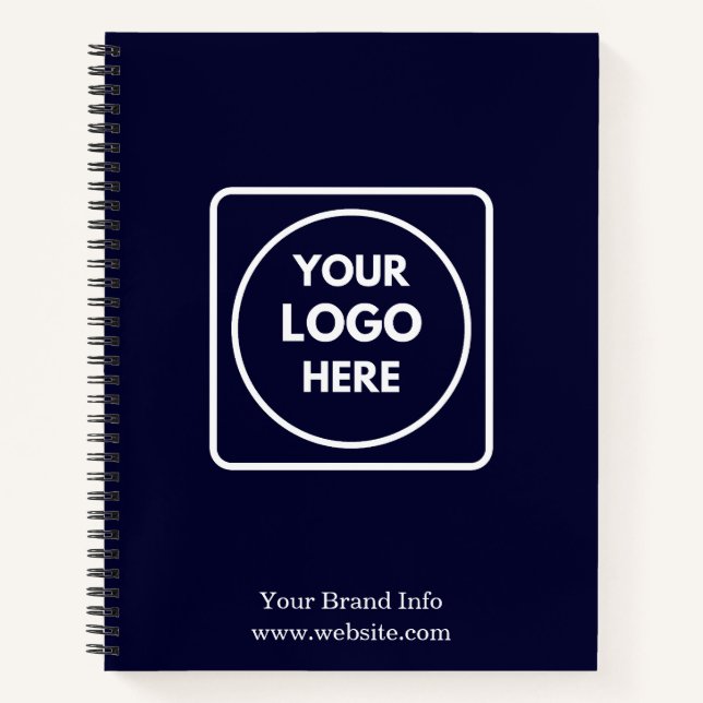 Navy Minimalistisch | Logo für Unternehmen Notizbuch (Vorderseite)