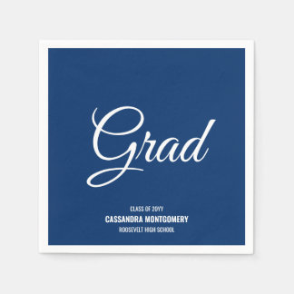 Navy Minimalistisch Modern Graduation Party Serviette