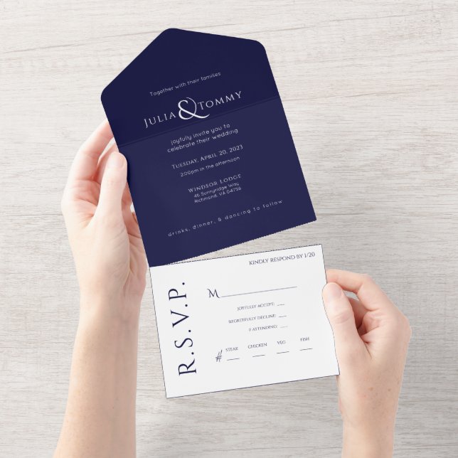 (NAVY) Minimalistische, elegante Einladung zur Hoc (Abreißen)